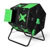 140L Dual Chamber Tumbling Composter with Sliding Door 360 Degree Rotating Compost Bin Easy Setup for Kitchen Garden Yard Patio
