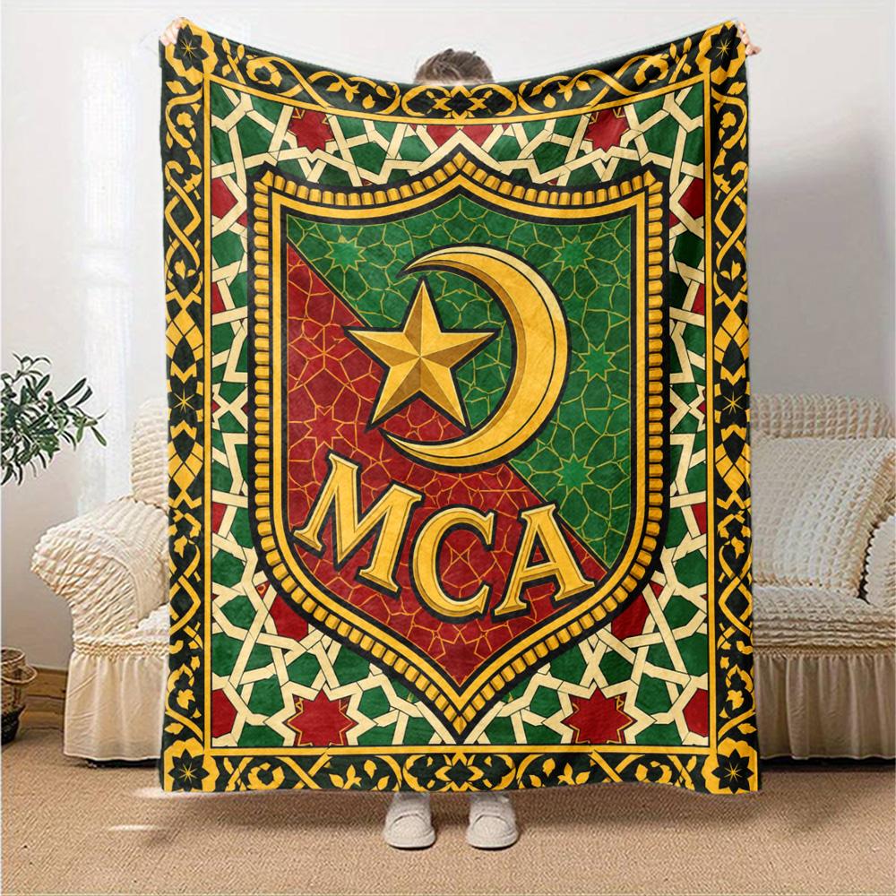 MCA MOULOUDIA LOGO Print Flannel Blanket High Quality Warm Comfortable Cover for All Seasons Perfect for Gifts Home Decor