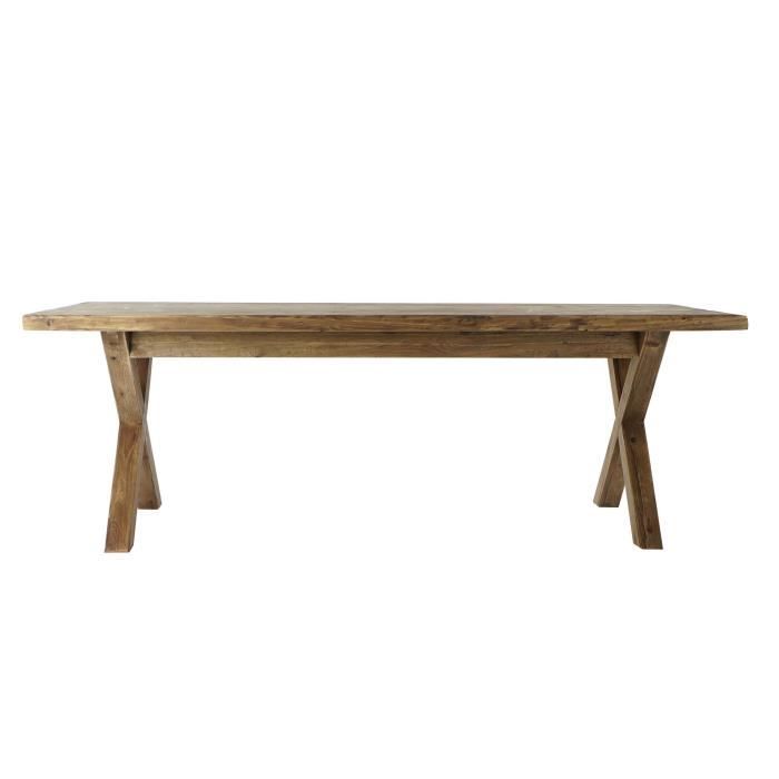 Table de salle à manger - Bois recyclé - 220x220 cm - 8 places - Design alpin intemporel