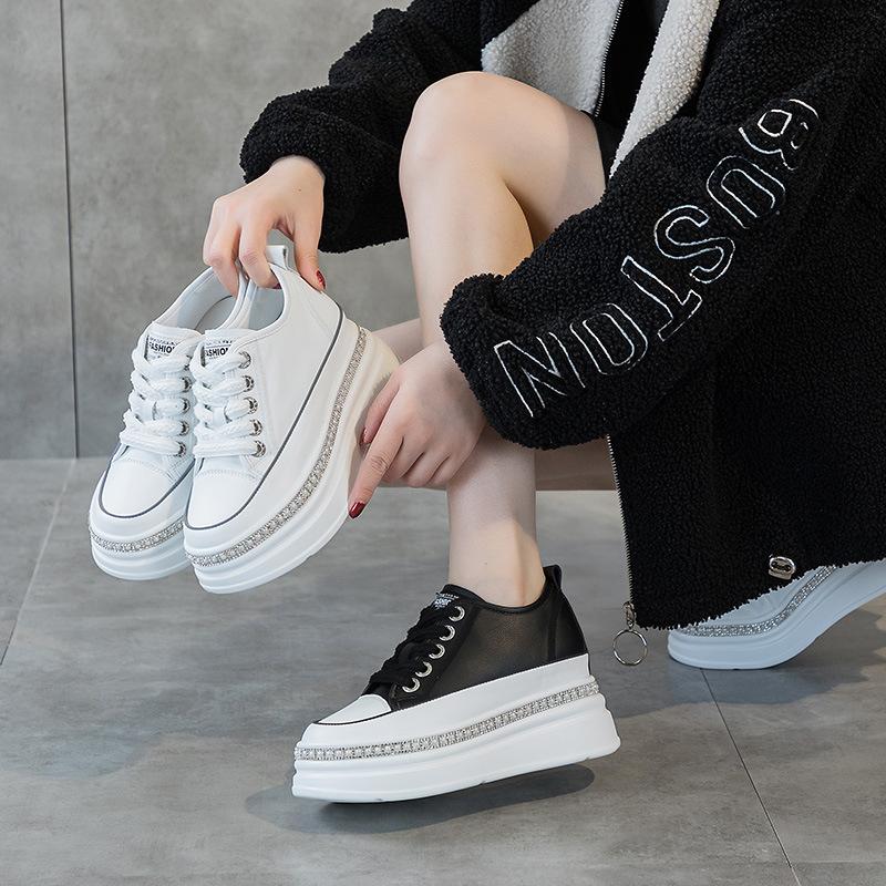 Little white shoes women's shoes 2025 new spring shoes thick-soled versatile casual muffin bottom sports leather women's shoes board shoes