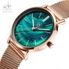 SHENGKE Women Watches Starry Green Dial Mesh Band Ladies Wristwatch Ultra-thin Stainless Steel Strap Quartz Montre Femme Gift
