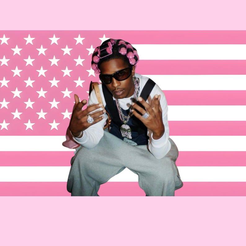 Pink American flag tapestry 75x100 чёрный