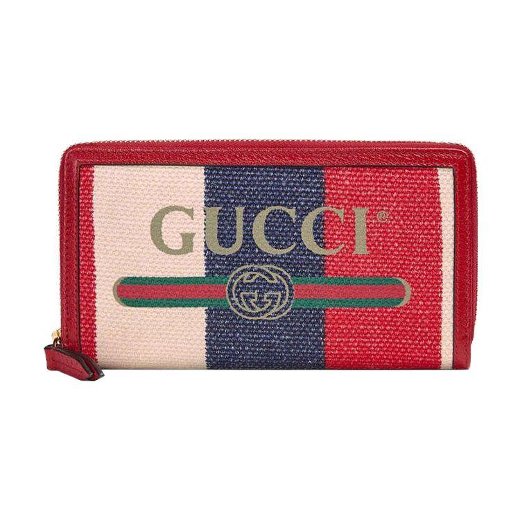 Gucci Logo Print Color Block Long Zipper Canvas And Leather Wallet Women Wallet Red Blue Beige 524790-9SBCG-9093