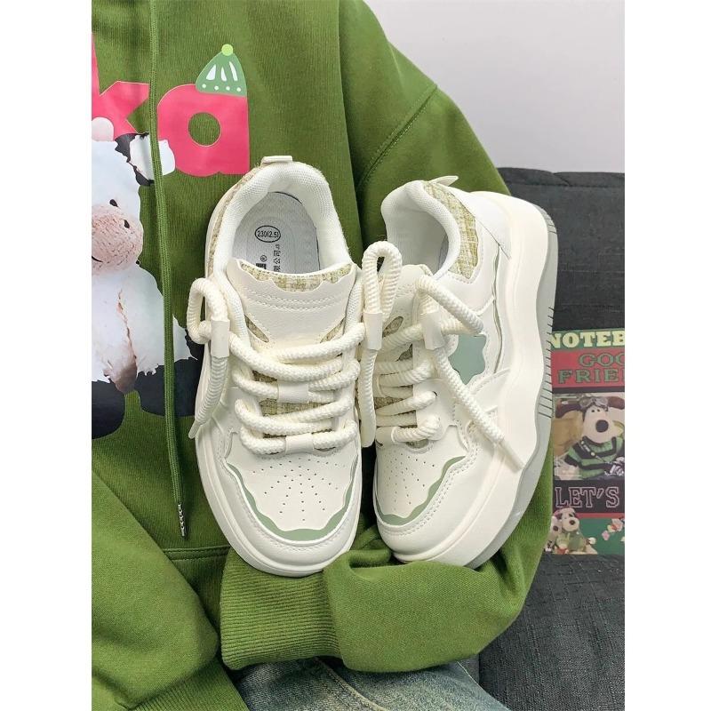 Korean Style Women S Thick Sole Sneakers Ins Trendy Retro White Shoes