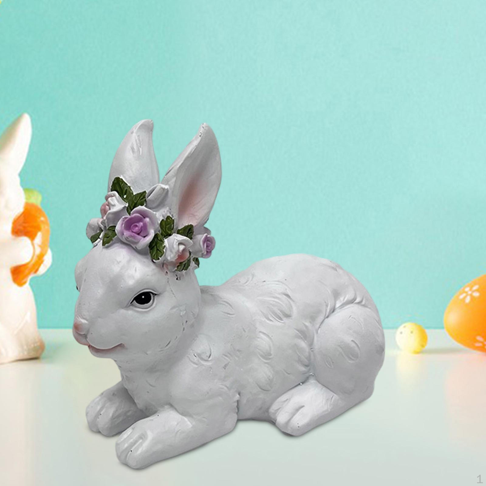 Фигурка Пасхального кролика Статуэтка Арт Поделка Милое Животное Скульптура Украшение для Двора Шкафа Lying