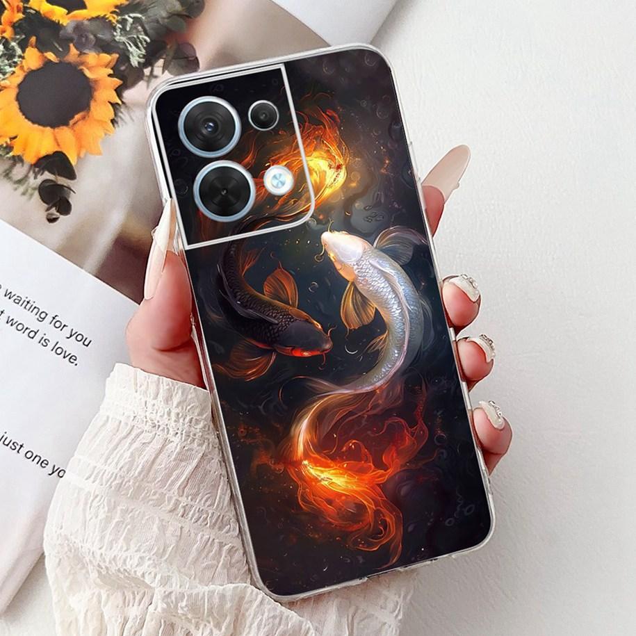 For OPPO Reno 8 Case CPH2359 Cover Cute Cartoon Cat Carp Lion Soft Silicone Shockproof Bumper For OPPO Reno8 Pro 5G CPH2357 Capa