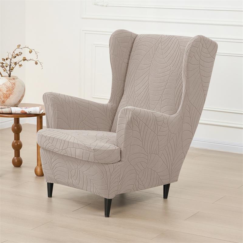 Coprisedia a Orecchie Elasticizzato Nordico con Motivo a Foglie Jacquard Copridivano con Copricuscino Seduta Copritavolino Lavabile Decorazioni per la Casa