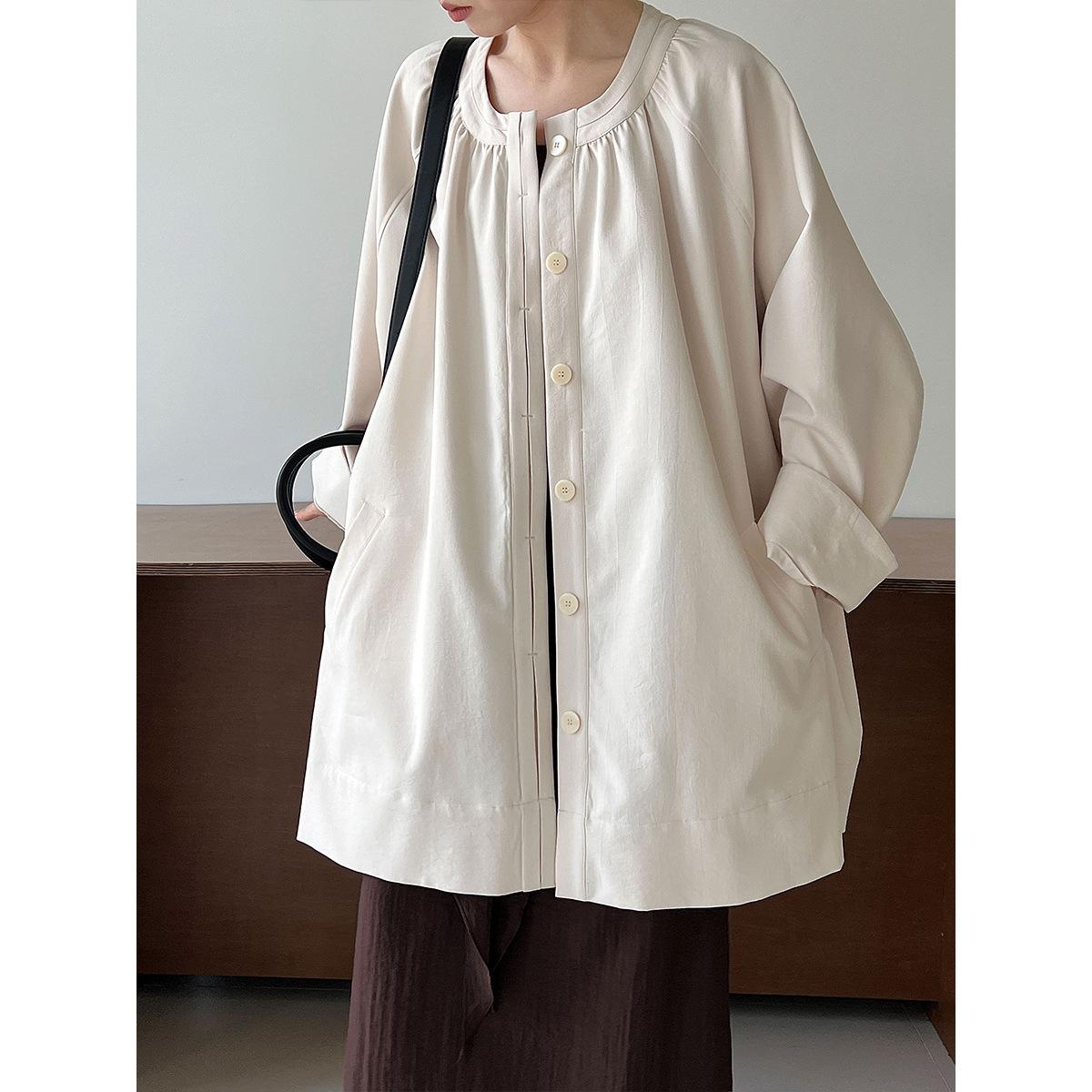 

Johnature Lazy Simple Loose Trench Coat Women Autumn Casual Simple Long Comfortable Coats L бежевый