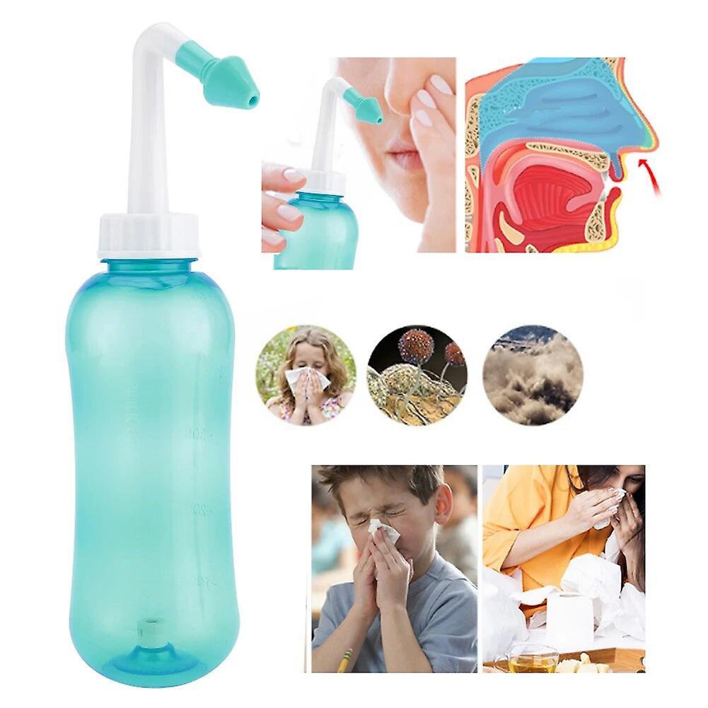 Nasal Wash Cleaner Rhinitis Pot Nose Cleaning Bottle For Adult Children Green 500ml Allergic Sinusitis Cure Therapy