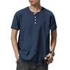 Heavyweight Bamboo Henry Collar Men's T-shirt Short-sleeved Summer Casual American Big Size Solid Colour Men's Button Up Tops
