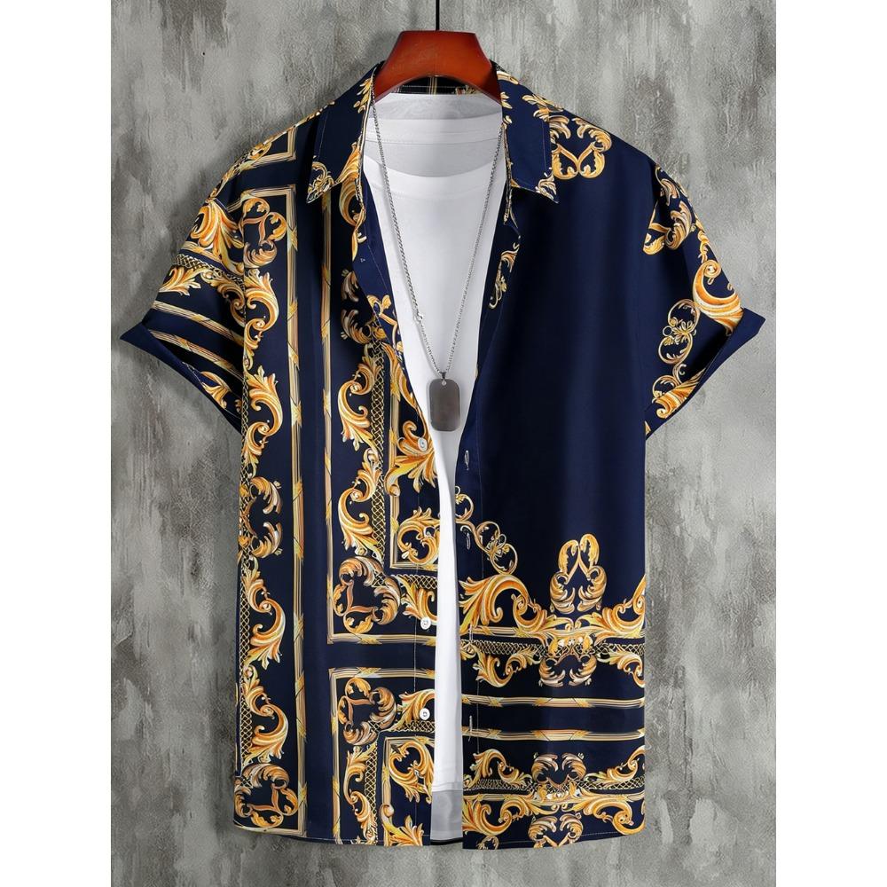 

Summer Casual Holiday Beach Shirt 3D Baroque Pattern T-shirt Retro Short Sleeve Street Vacation Outdoor Men s and Women s Shirt S