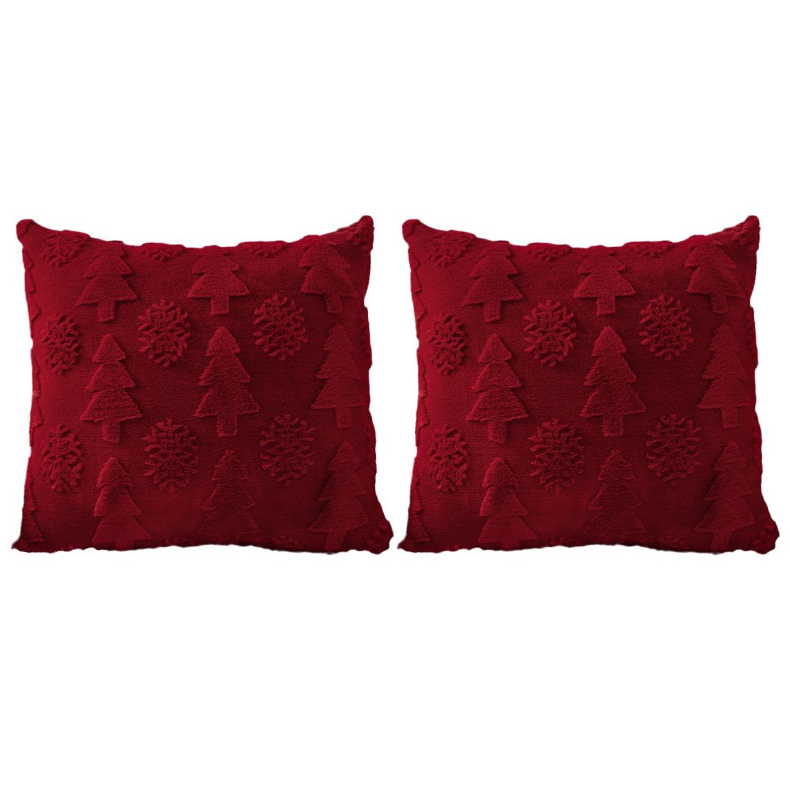 

2Pcs Christmas Snowflake Tree Pillowcase Reusable Soft Plushie Pillow Covers Jacquard Christmas Cushion Sleeve for Home Decor червоний
