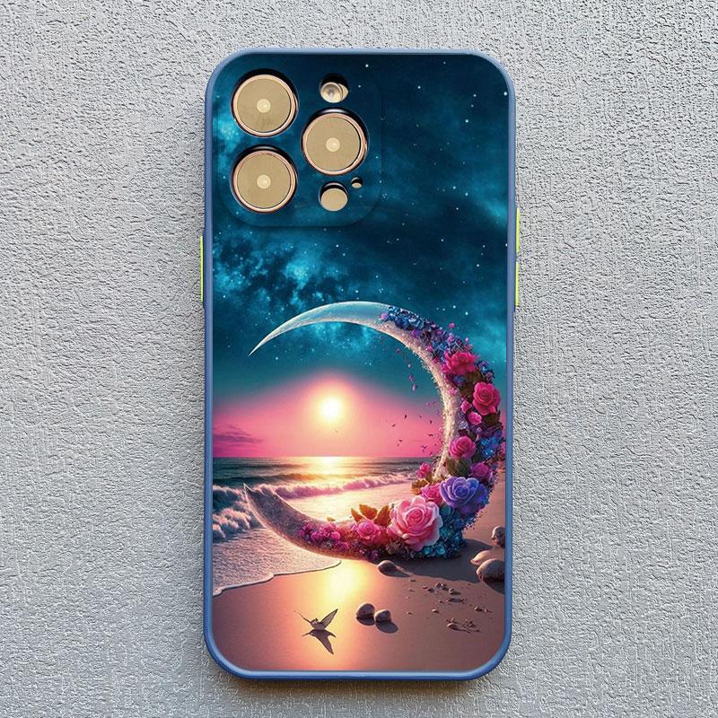 The Starry Night Art Aesthetic Beach Night View Phone Case For iPhone 17 16 15 11 Pro Max Plus XS X XR 13 12 Pro Max Mini Cover