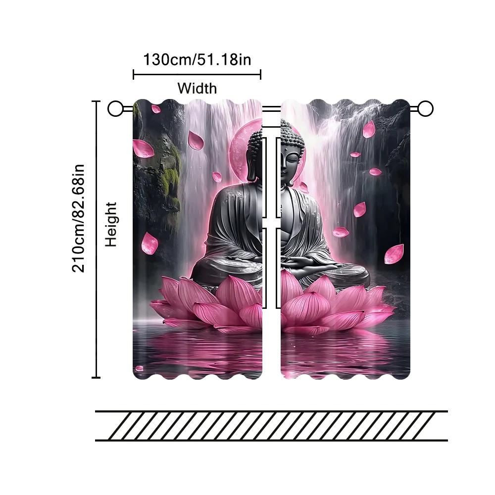 Scene Curtains Extraordinary Buddha Lotus Fabric Without Electricity Family Party Decoration Suitable Festive Curtain Made Of Polyester