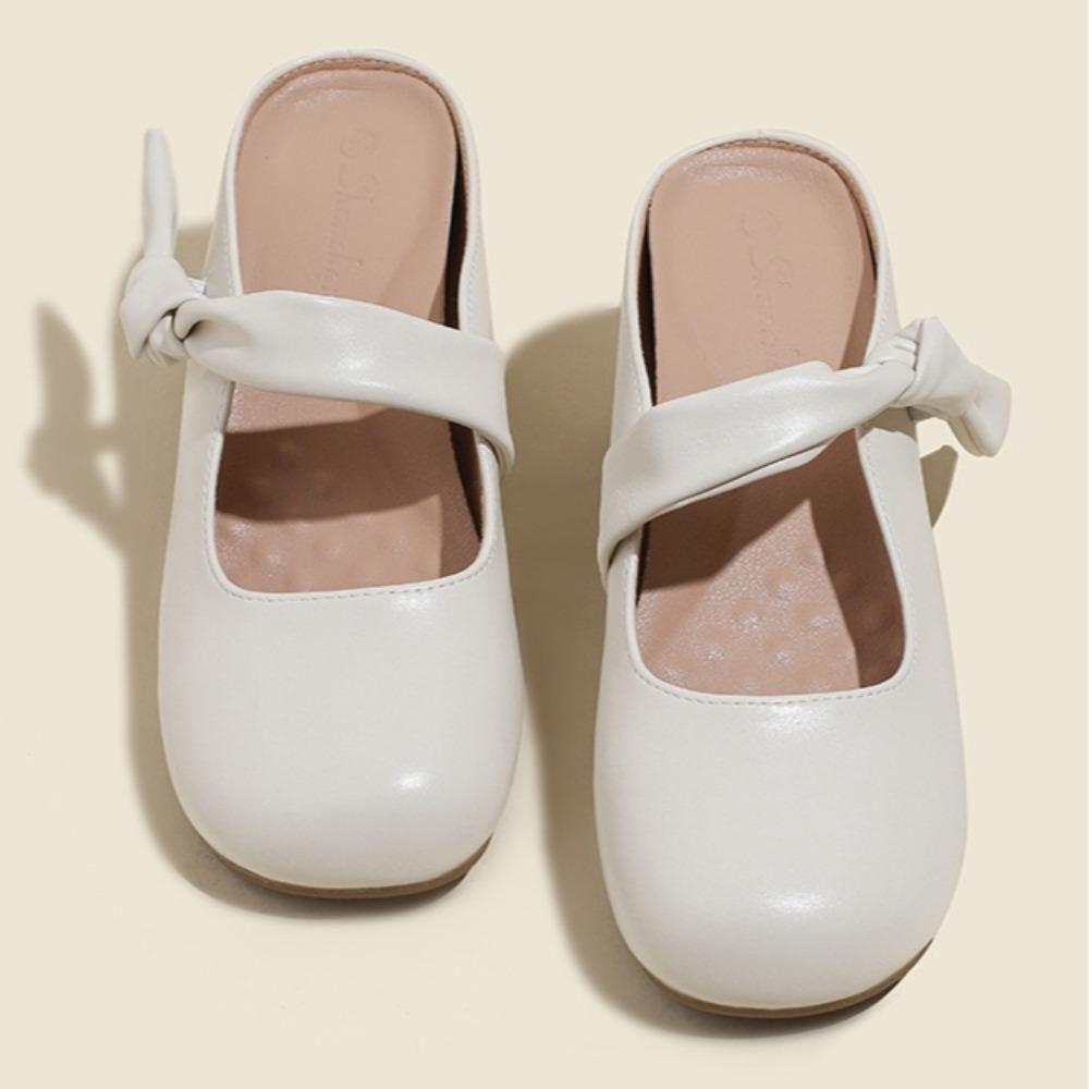Slippers Woman Mules Shoes Woman Bow Inner Height Increase Cool Slippers Women's Half Slipper Bag Head Half Drag Muller Shoes