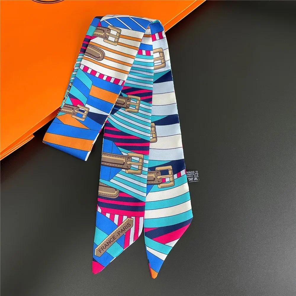 Long Lady Bag Silk Scarf Skinny Neck Hair Scarfs For Women Band Headwear Handbag Tie Ribbons  New Handle Wraps Summer