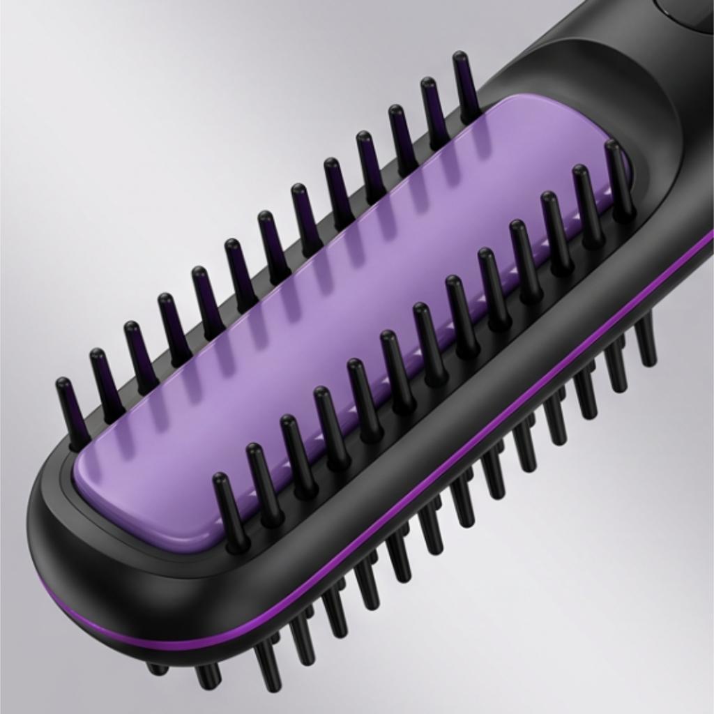 Wireless Negative Ion Straightening Comb with 2 In 1 Volumizing Design Portable Rechargeable Hot Hair Brush for Travel Lightweight Electric Styler