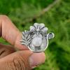 Gift For Her 925 Silver Natural Rainbow Moonstone Promise Flower Adjustable Ring