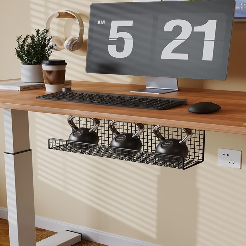 Adjustable Under-desk Cable Management Tray with Clamp Metal Desk Cable Organizer No Drill Wire Socket Storage Home