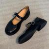 Sheepskin version retro round head leather small leather shoes platform single shoes with Mary Jane shoes women