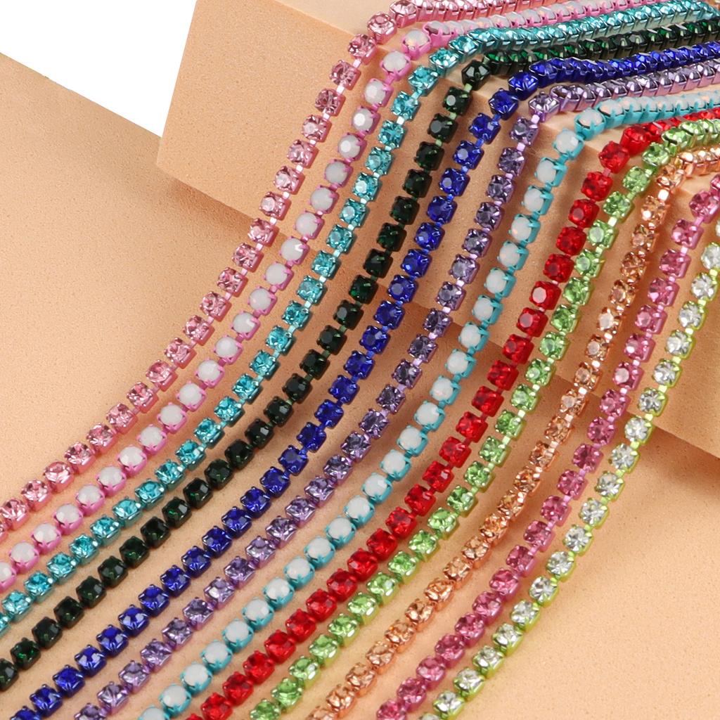 Chaîne fermée diamant cristal 50cm Couture décorative Artisanat DIY Bijoux décoratifs Chaîne à griffes cristal Chaîne à godets diamant