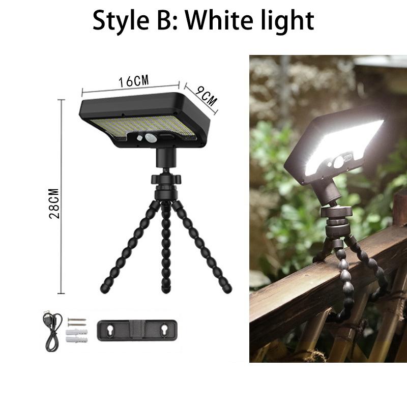 92led Tripod Octopus Solar Wall Light Motion Sensor Solar Pathway Lights USB Powered Adjustable Angle for Garden Yard Lighting