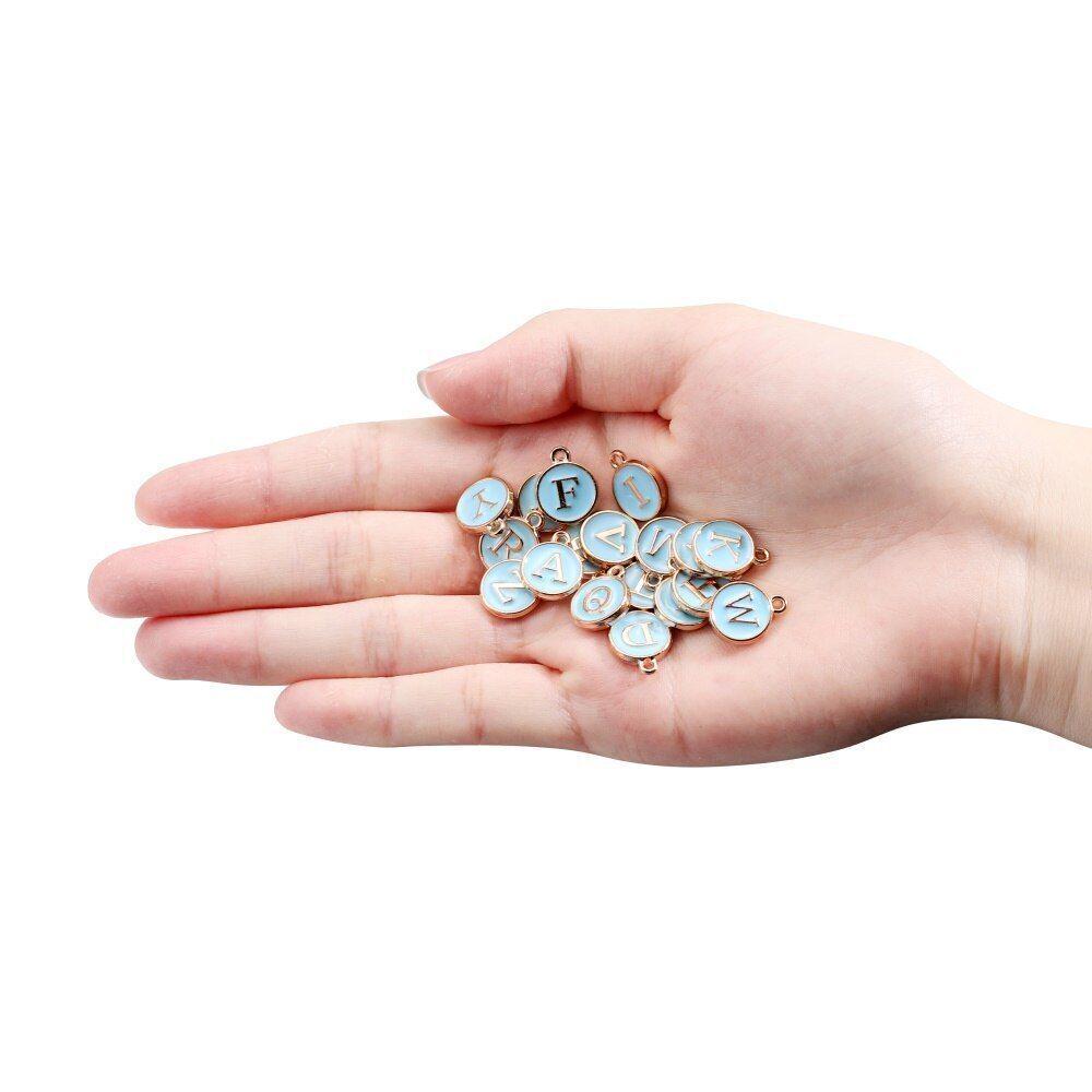 Colorful Dripping Oil Round Letter Pendant - DIY Alloy Jewelry Accessory