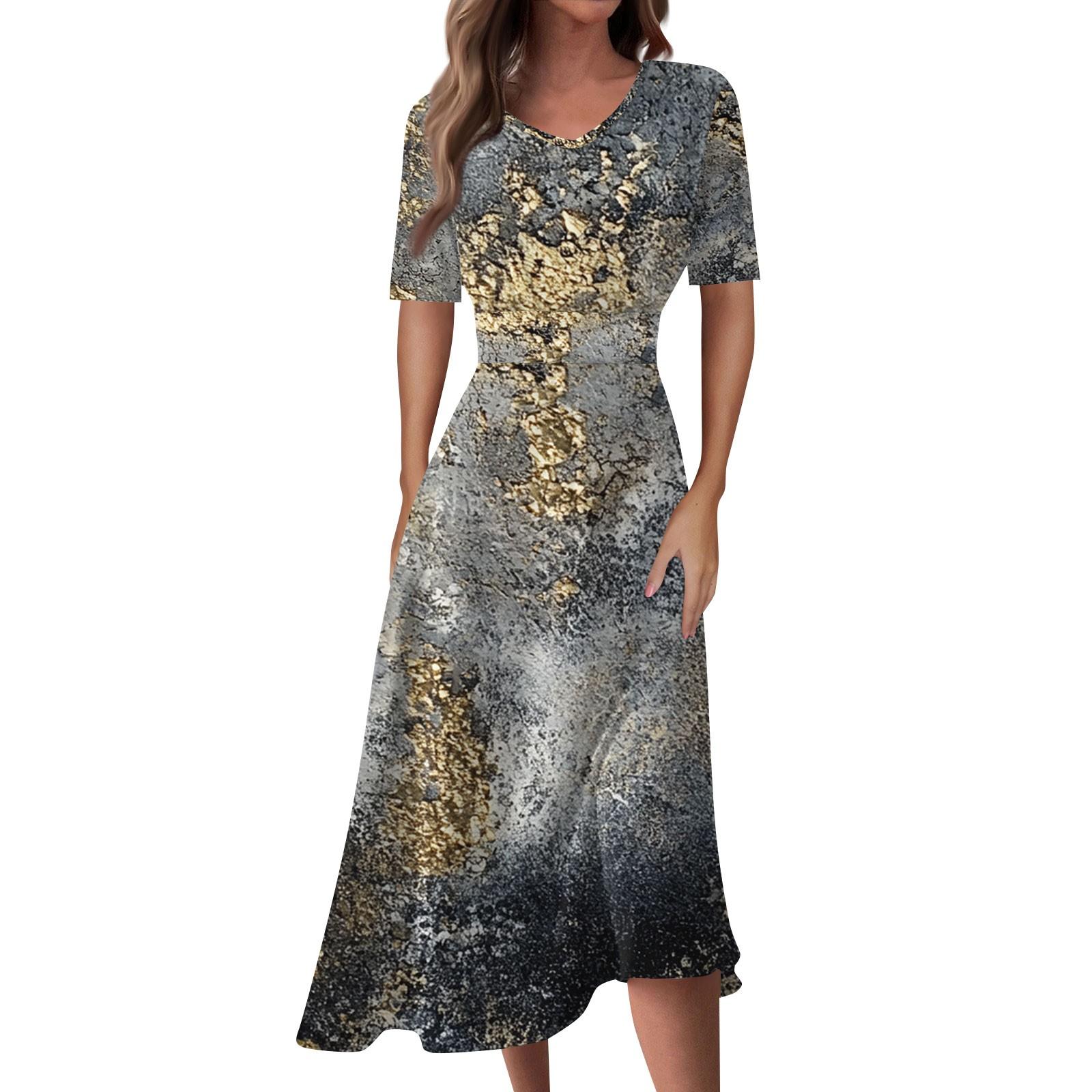 

Женское повседневное модное длинное свободное платье с v-образным вырезом и коротким рукавом на талии XXL