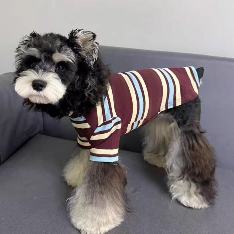 Pet Dog Cat T-Shirt Winter Striped Cotton Casual Tee Small Breeds Like Teddy Schnauzer Bichon Frise