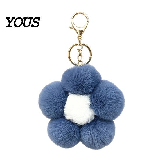 Women Keychain Plush Flower for Handbags, Five-petal Bag Charm, Charm Fluffy Backpack Hanging Accessory