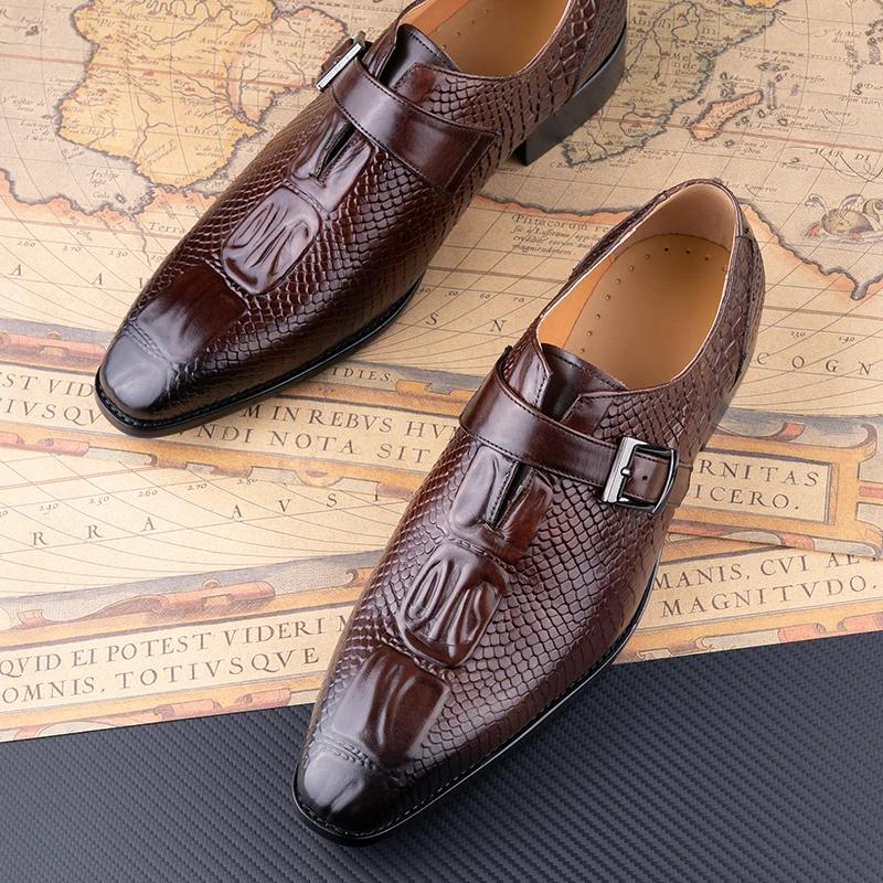 Fashion Trendy Fashion Men's Leather Shoes Handmade Monk Strap Rubber Sole Business Office Dress Office Footwear Zapatos Hombre Man Shoe