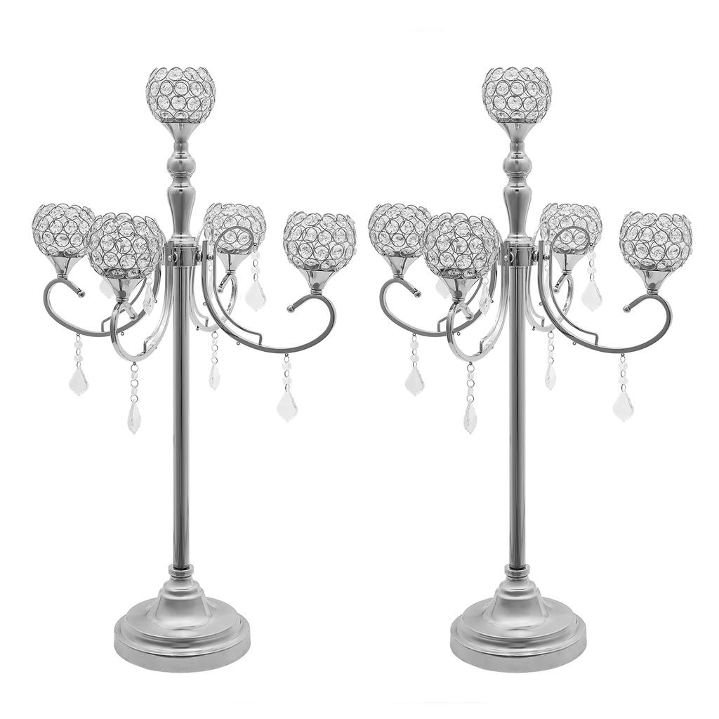 5-armad kristallkandelaber, Centerpiece för ljusstake, Ljusstake