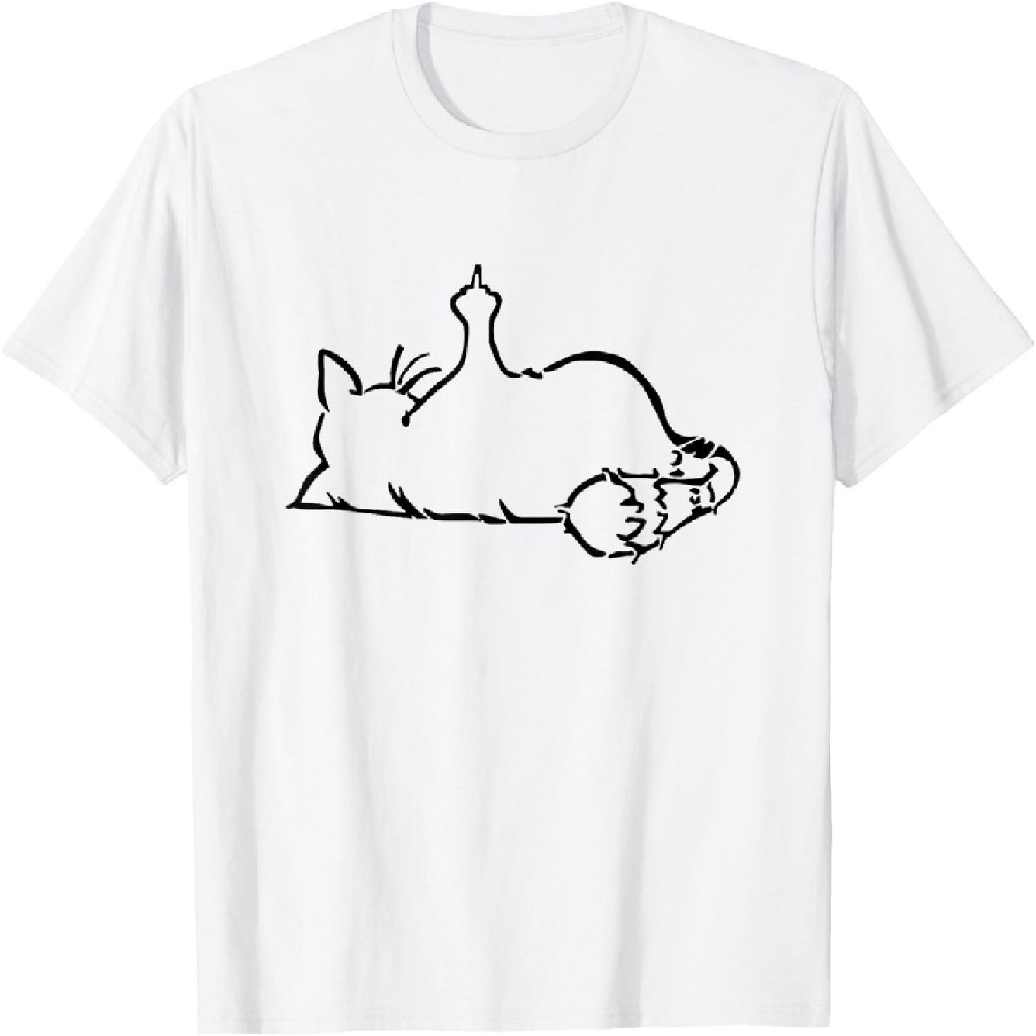 

cat middle finger Men Women T-Shirt XXXXXL білий