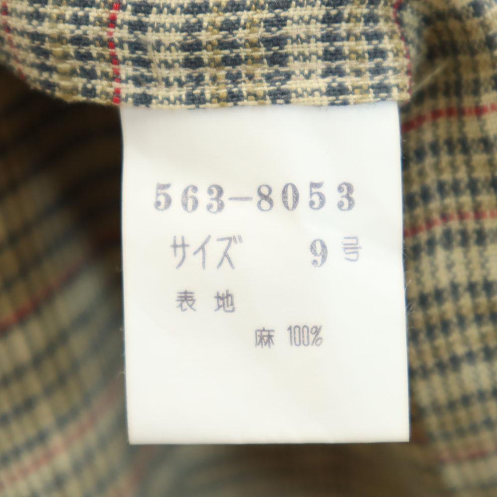 Givenchy 90s Linen Old Check Pattern Jacket 9 Brown Women Used
