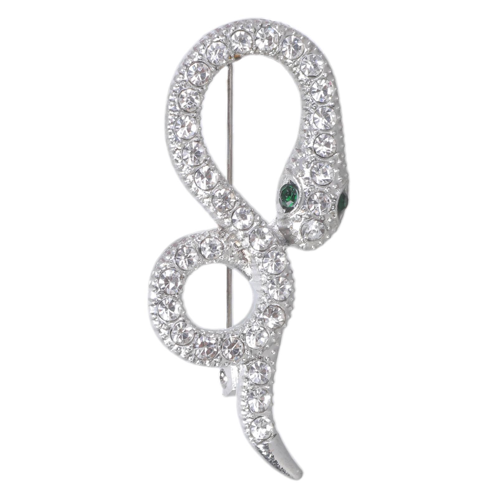 

Практичная винтажная брошь, булавка со стразами, брошь-змея для женщин, украшенная стразами для изысканного вида серебряный