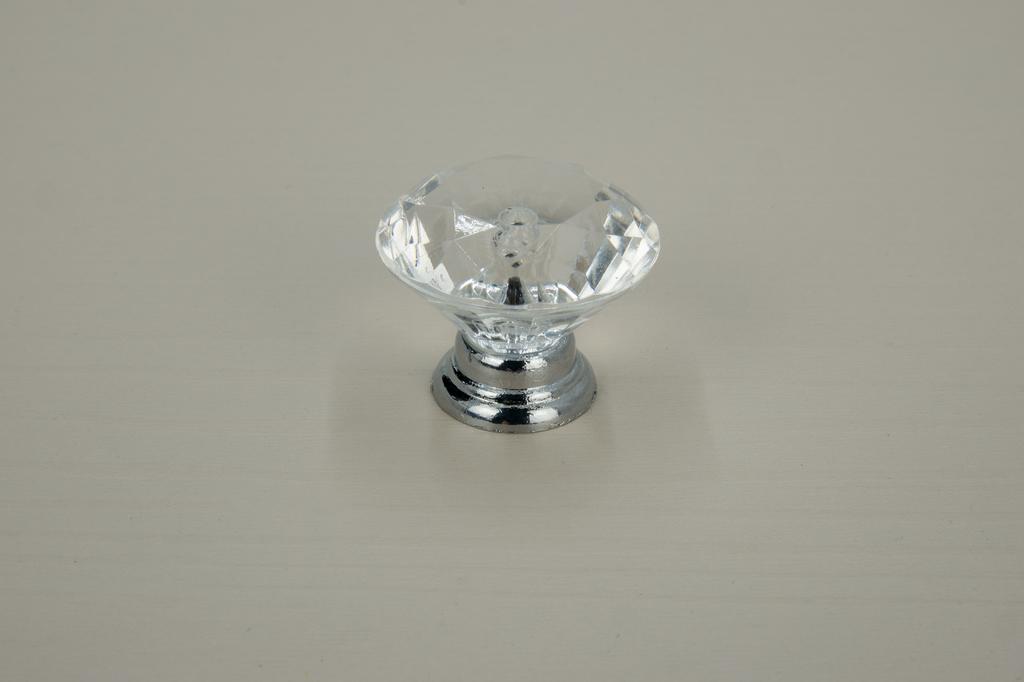 10 x Round Diamond Silver Furniture Knob