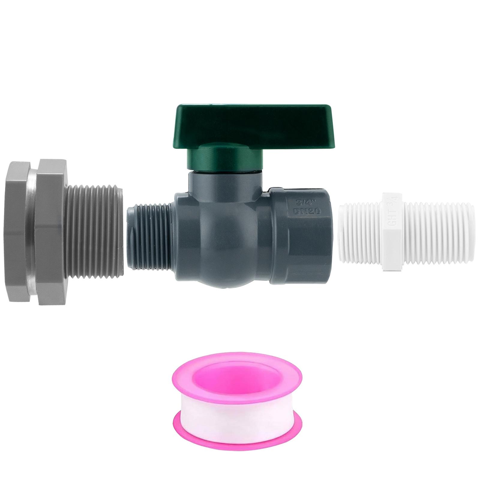 

Rain Barrel Spigot Kit With 3/4 Inch PVC Ball Valves Adapters For Water Tank Garden Irrigation Accessories L