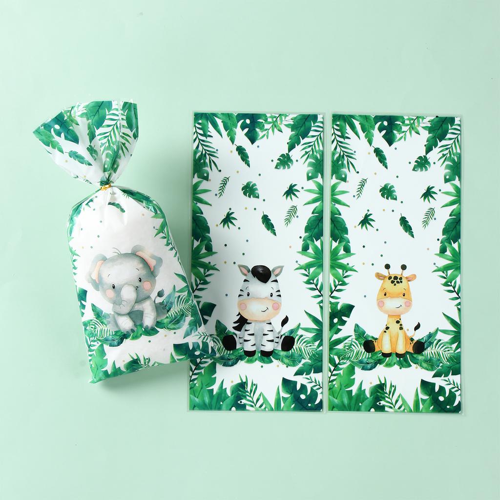 Jungle Animals Party Candy Gift Bags Biscuit Packing Bag Safari Gift Bag for Guest Kids Birthday Supplies Baby Shower