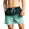 Men Beach Shorts Gradient Contrast Color Drawstring Elastic Waist Casual Daily Wear Pockets Thin Knee Length Summer Shorts Men V