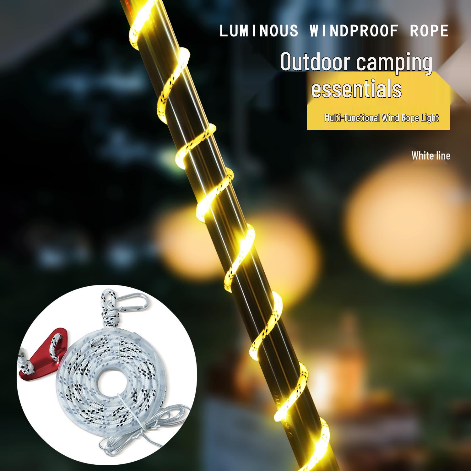 Waterproof Outdoor Luminous Guy Rope Light for Camping Tent Awning - Anti-trip Warning Atmosphere Indicator