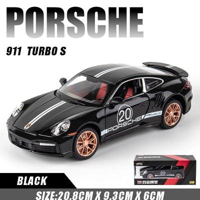 1:24 Scala 911 Turbos Metallo Sportivo Auto Lega Modello Auto Pressofuso & Giocattolo Auto Simulazione Suono e Luce Collezione Regalo per Bambini
