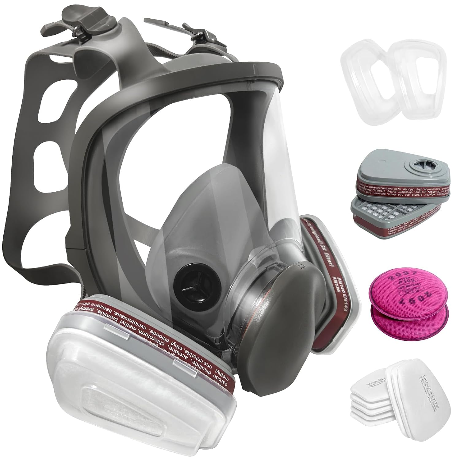 Full Face Respirator Mask with 2097 & 6001CN Filter,Gas Masks Survival Nuclear and Chemical Nuclear to Prevent