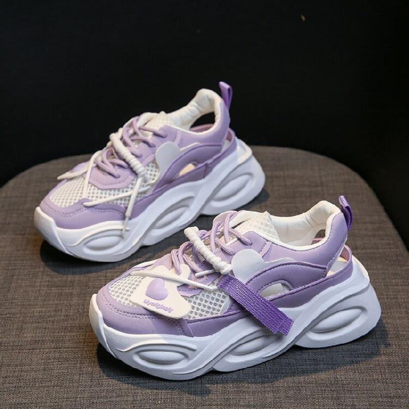 

2026 New Fashion Trend Summer Hollow Out Breathable Sports and Leisure Dad Shoes Women s Shoes 38 лавандовий