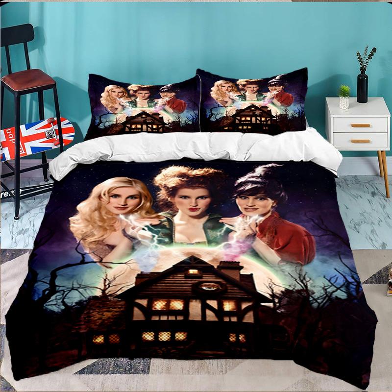 Hocus Halloween Night 3pcs Bedding Set,Including 1pc Duvet Cover And 2pcs Pillowcases Perfect Gift for Christmas,Ideal for Bedroom, Dormitory