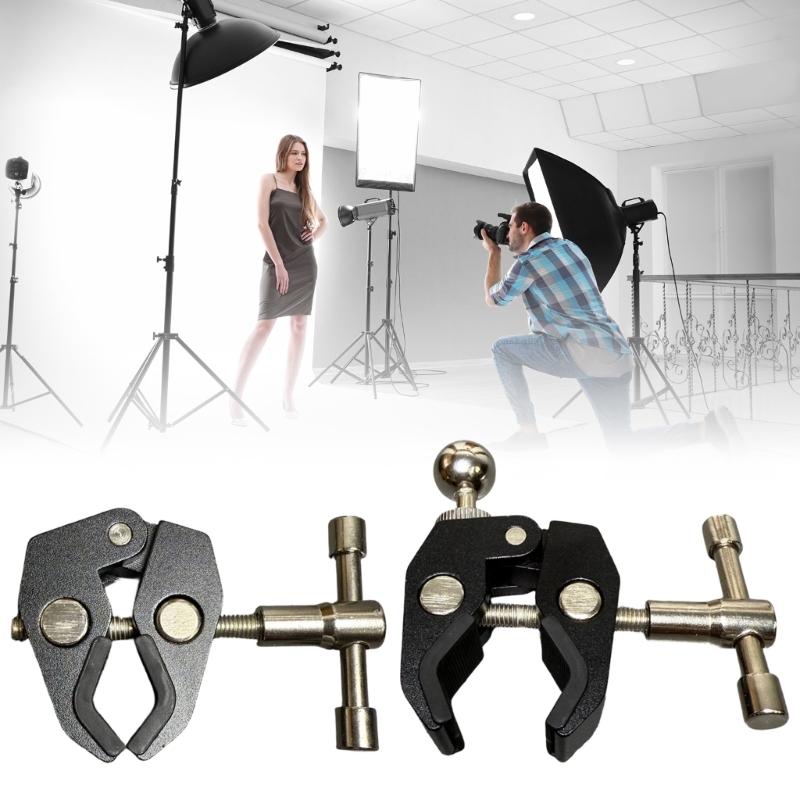 Aluminum Clamp With Double Ball Head Clamp 1/4inch Threaded Video Mount for Action Camera Monitor LED Light Accessories