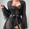 Sexy sexy Nachthemd Pyjama Damen Nachthemd Spitze Netz Schal Zweiteiler Set