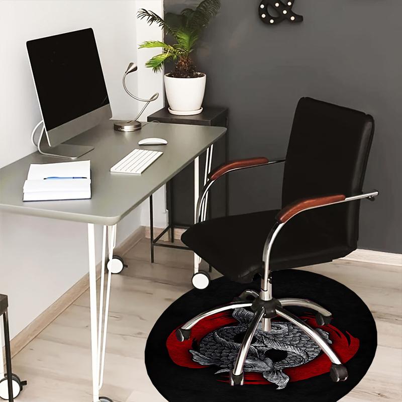 

1pc Koi Fish Yin Yang Symbolism Round carpet, Perfect for Decorating Chairs, Living Rooms, Or Bedrooms, for Living Room.018 80cm by 80cm