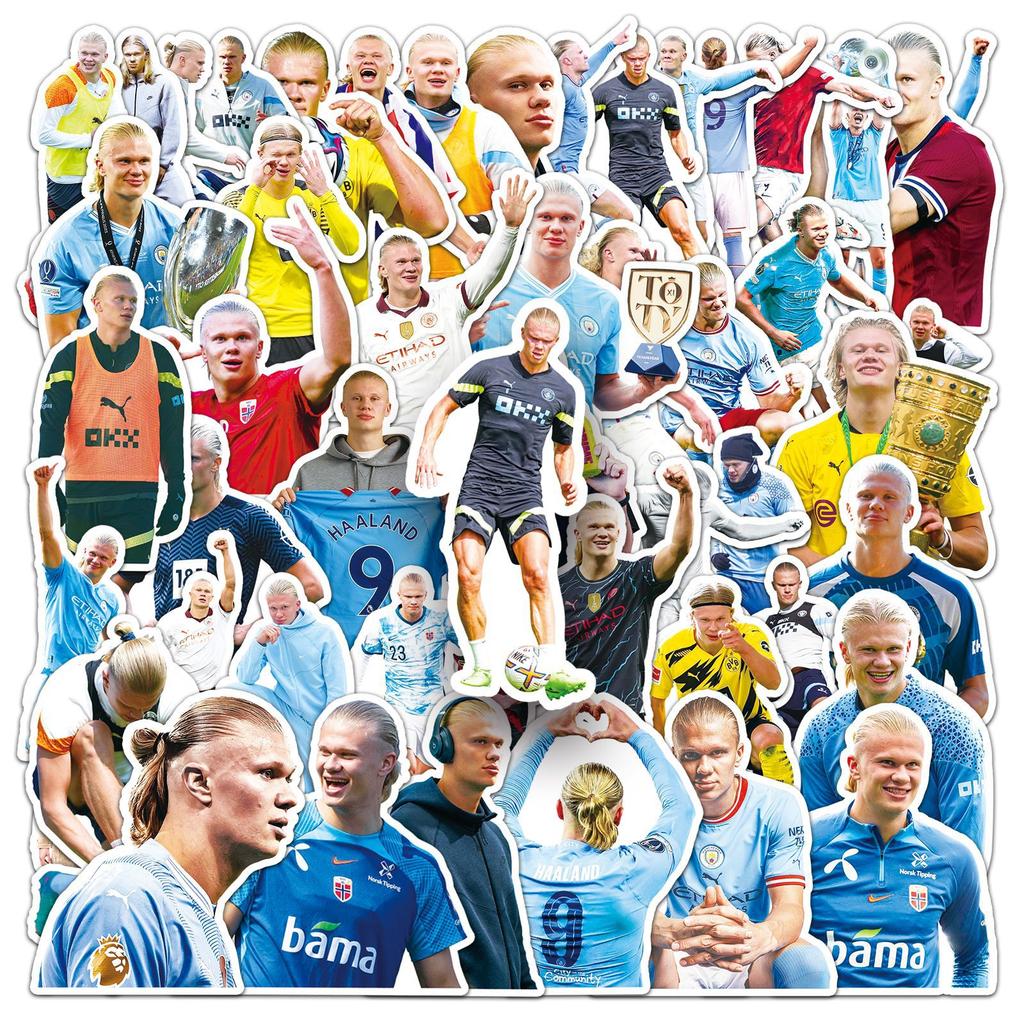 Haaland Graffiti Stickers 50Pcs Cross-Border Sports Football Star Decals for Skateboard Water Bottle Luggage