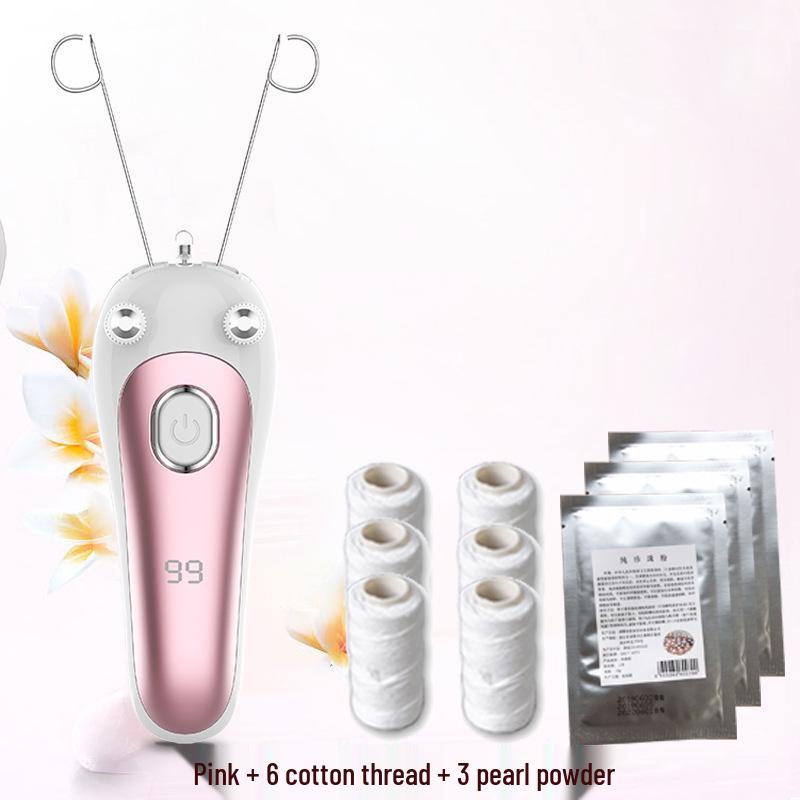 Rechargeable Facial Hair Removal Threading Device with Tweezers
