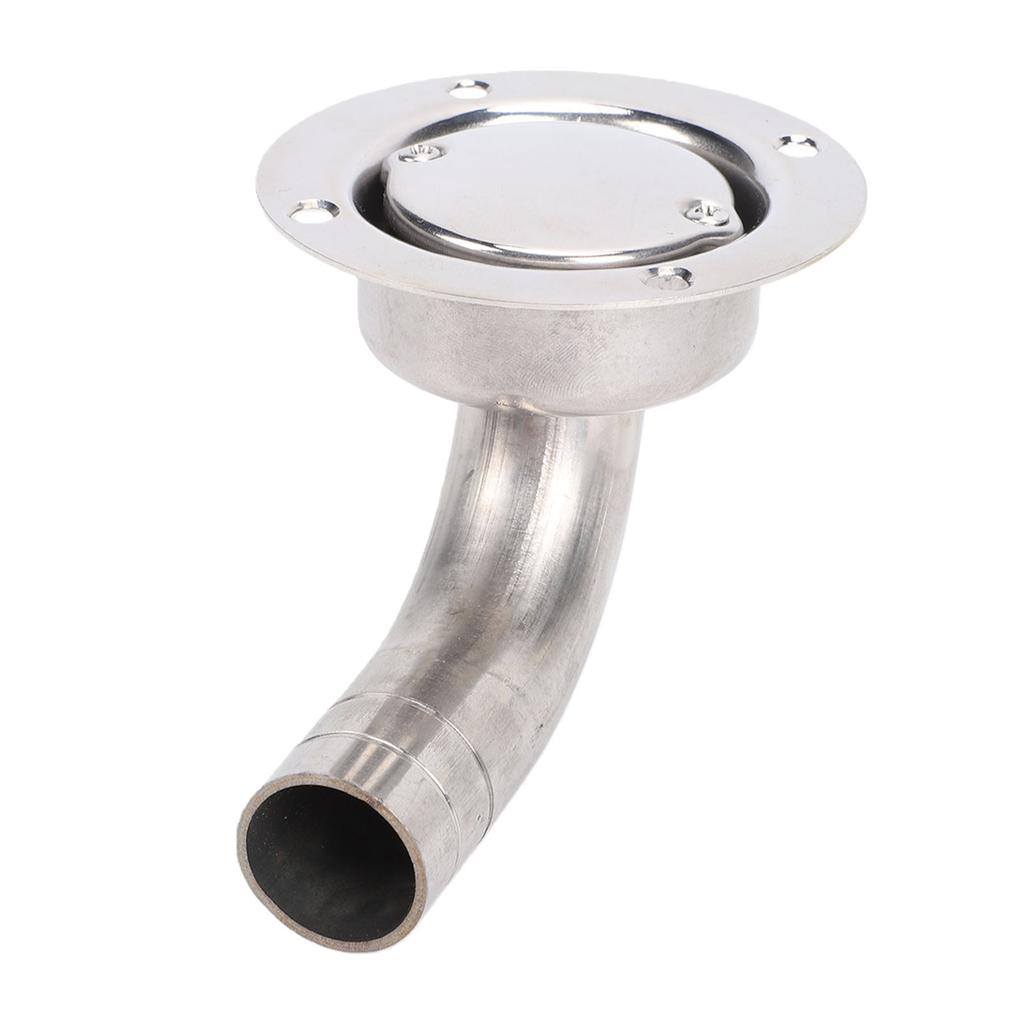 Boat Bend Floor Drain 3 Inch Stainless Steel Round Shape 90 degrees Marine Deck Drain Scupper with Filter 1 Inch